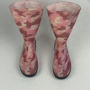 Northerner Girls Rain Boots Pink Camouflage Pull On Mid Calf Round Toe Size 1